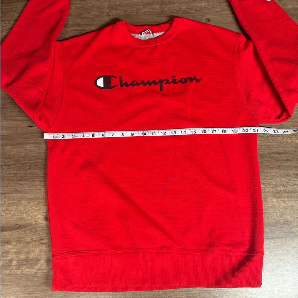 Champion Men’s Long Sleeve Crewneck Sweater Red Medium - Picture 7 of 8